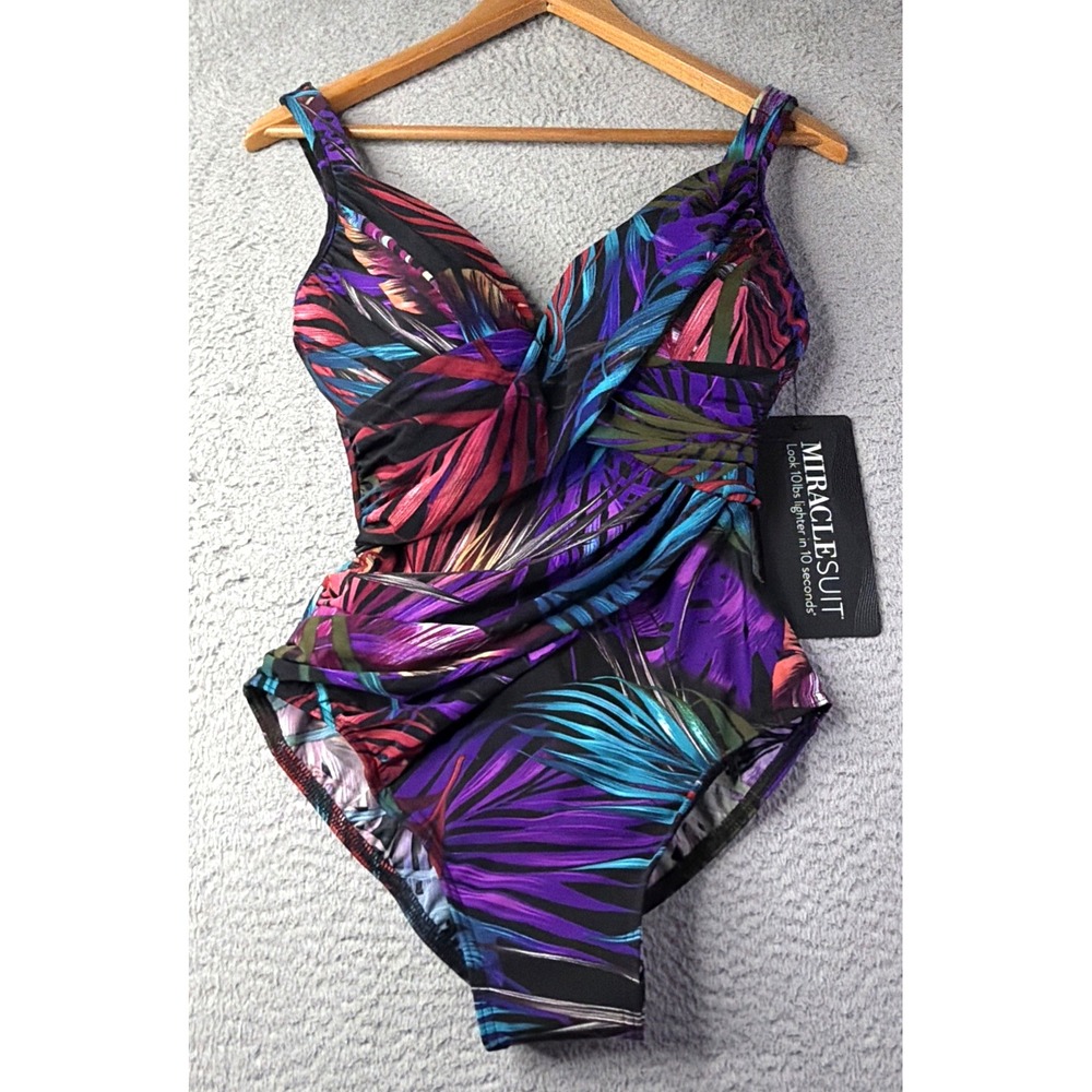 Miraclesuit Swimsuit Womens Size 12 One-Piece Jungle Multicolor NWT Beach Resort